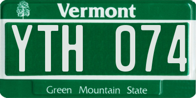 VT license plate YTH074