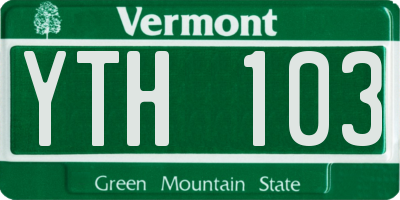 VT license plate YTH103