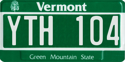 VT license plate YTH104