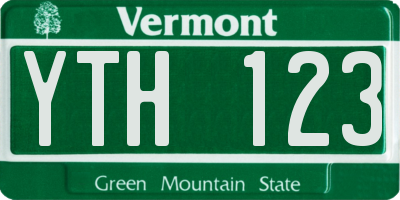 VT license plate YTH123