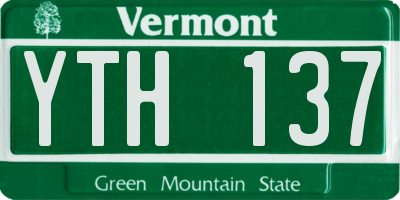 VT license plate YTH137