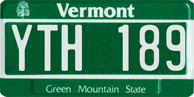 VT license plate YTH189