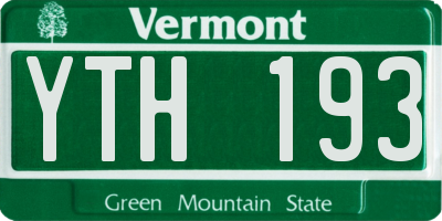 VT license plate YTH193
