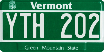 VT license plate YTH202