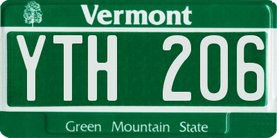 VT license plate YTH206