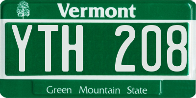 VT license plate YTH208