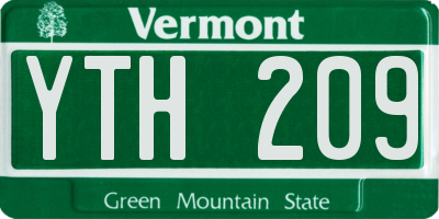 VT license plate YTH209