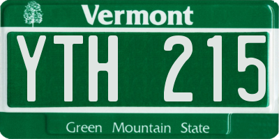 VT license plate YTH215