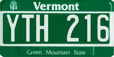 VT license plate YTH216