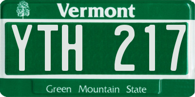 VT license plate YTH217