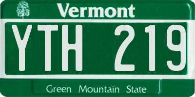 VT license plate YTH219