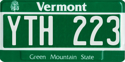 VT license plate YTH223