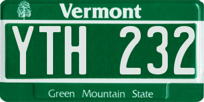 VT license plate YTH232
