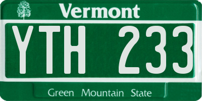 VT license plate YTH233