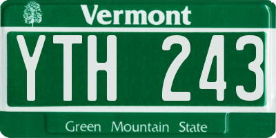 VT license plate YTH243