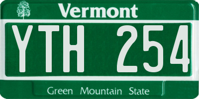 VT license plate YTH254