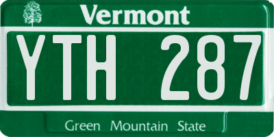 VT license plate YTH287