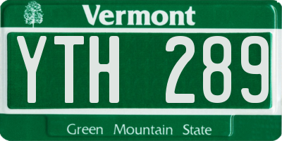 VT license plate YTH289