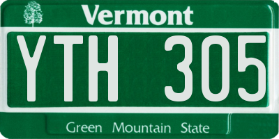 VT license plate YTH305