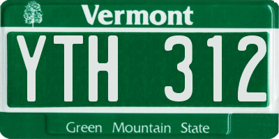VT license plate YTH312