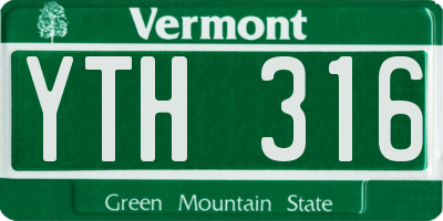 VT license plate YTH316