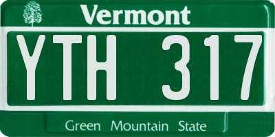 VT license plate YTH317