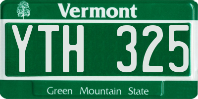 VT license plate YTH325