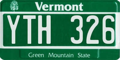 VT license plate YTH326