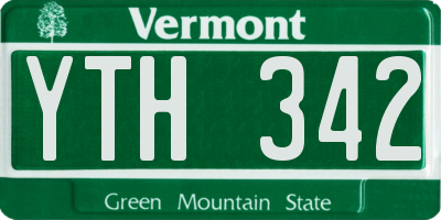 VT license plate YTH342