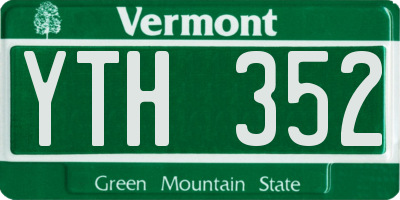 VT license plate YTH352