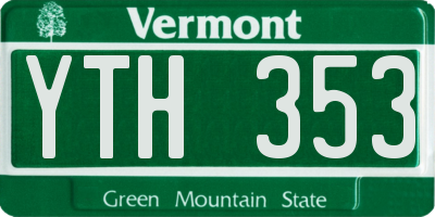 VT license plate YTH353