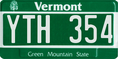 VT license plate YTH354