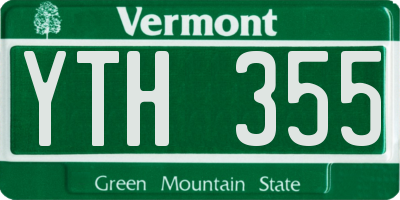 VT license plate YTH355