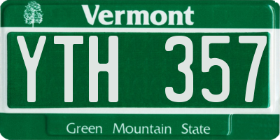 VT license plate YTH357