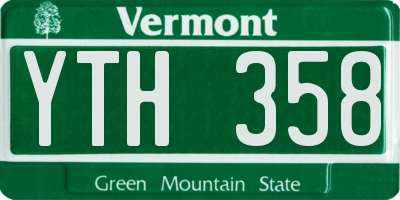 VT license plate YTH358