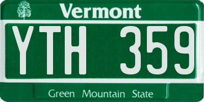 VT license plate YTH359