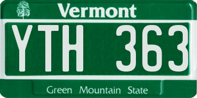 VT license plate YTH363