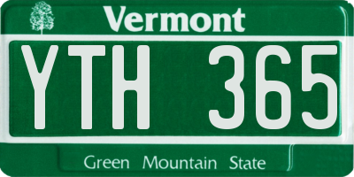 VT license plate YTH365