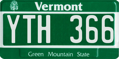 VT license plate YTH366