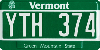 VT license plate YTH374