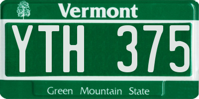 VT license plate YTH375