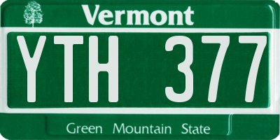 VT license plate YTH377