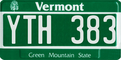 VT license plate YTH383