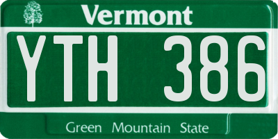 VT license plate YTH386
