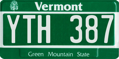 VT license plate YTH387