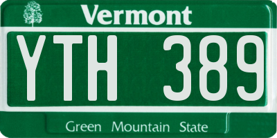 VT license plate YTH389