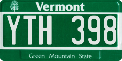 VT license plate YTH398