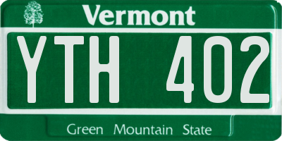 VT license plate YTH402