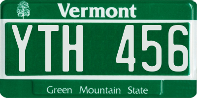 VT license plate YTH456