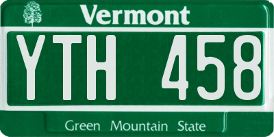 VT license plate YTH458